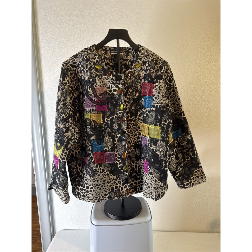 Draper's Studio Women's Jacket Multicolor with Gem Detail Petites Size L